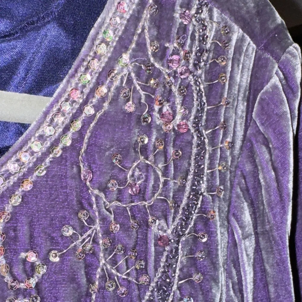E C I New York Embroidered Purple Velvet Bolero Jacket sz Small - Picture 10 of 10